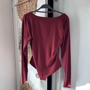 Athleta Maroon Long Sleeve Bodysuit